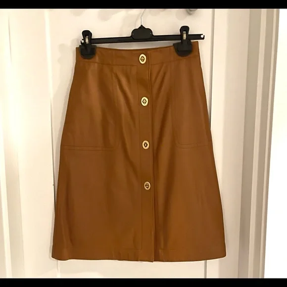 Coach Leather Skirt with Turnlocks